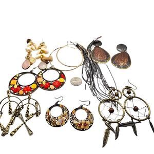 Lot of 8 Pairs of Earrings Mixed Materials Design Styles For Wear Or Repurpose